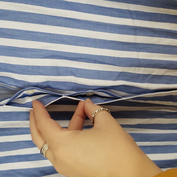 Loft blue and white button down waist tie short sleeve shirt dress. Sz Medium - Picture 6 of 9